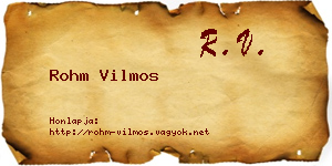 Rohm Vilmos névjegykártya